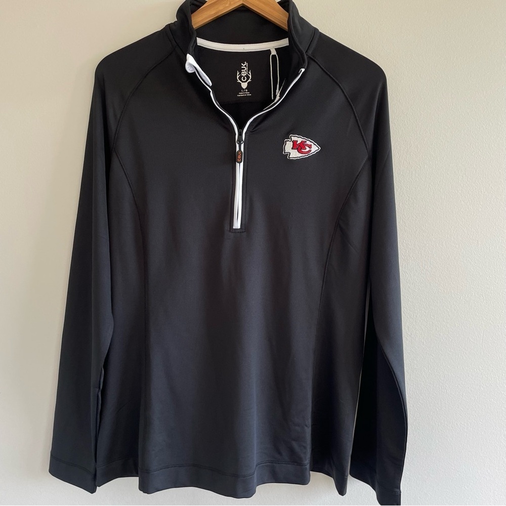 Kansas City Chiefs CBUK Women's Jackson Half Zip Overknit Black Size Large NWT